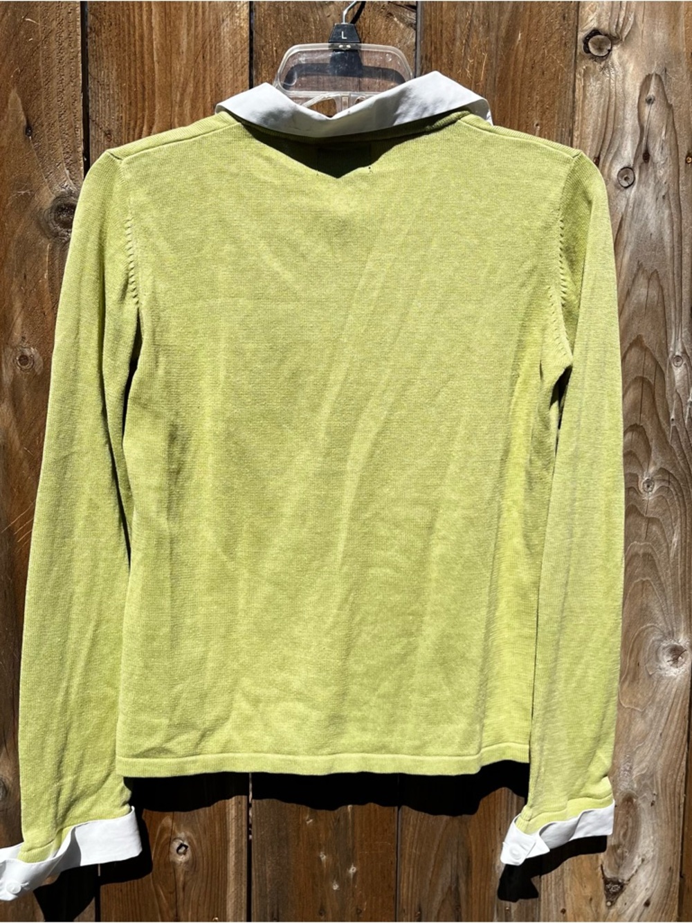 NY Collection Olive Green Knit V-Neck Sweater - Picture 4 of 5